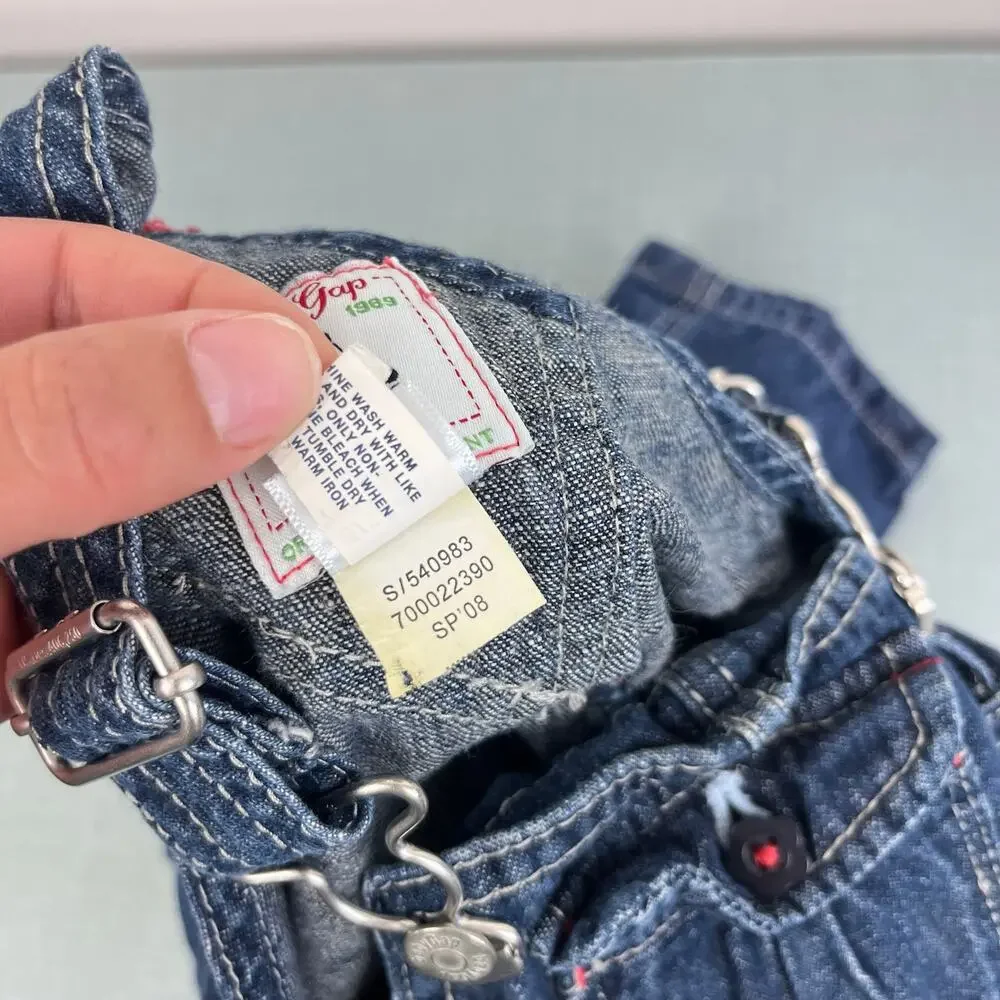Y2K Vintage Gap Embroidered Flower Blue Jean Overalls 3-6 Months